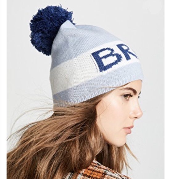 NWT Kate Spade Blue Knit Brrr Pompom Beanie Hat - Picture 4 of 8